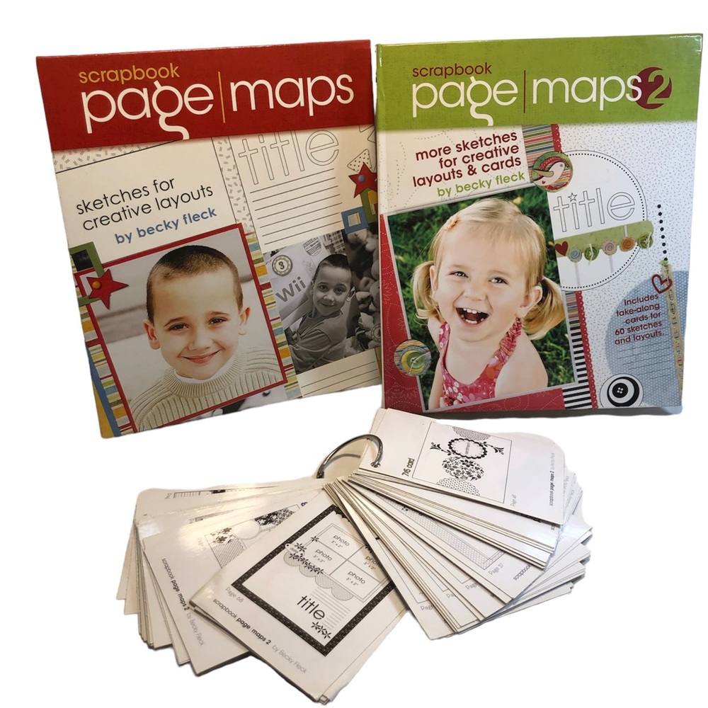Page Maps 1 &2 books Becky Fleck sketches to help with card making scrapbooking